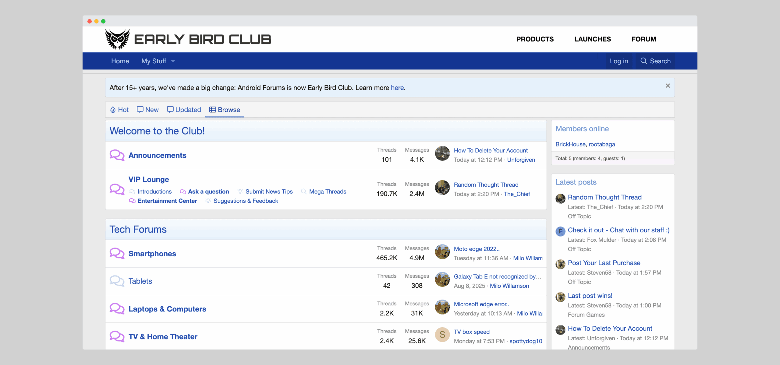 early bird club android forum