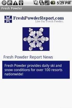android_apps_games-snow-report-fresh-powder-report Free smartphone app displaying a fresh powder report with screenshot.