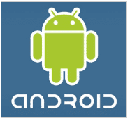 The Android logo on a blue background, an introductory guide.